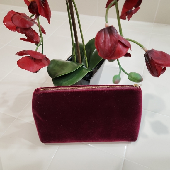 Dolce & Gabbana Maroon Velvet Cosmetic Zipper Pouch - Picture 5 of 7